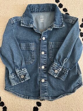 GAP Kids Denim Button-Up Jacket - Blue